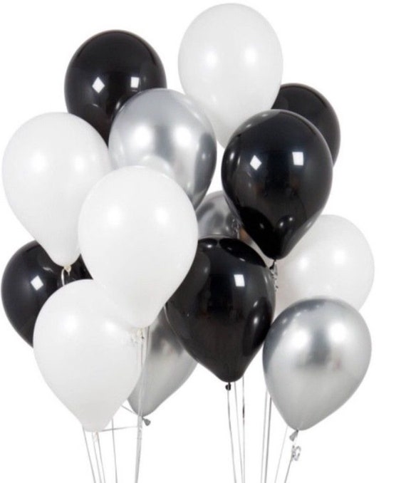 Birthday Balloon Bundle (Silver, Black & White)