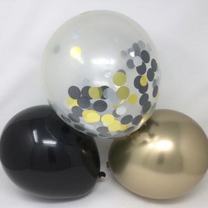 Black Gold Balloons | gold confetti latex balloons | birthday balloons | party balloons  BAL9818