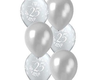 25th anniversary party balloons | silver anniversary  decor | wedding anniversary | silver balloons BAL9989