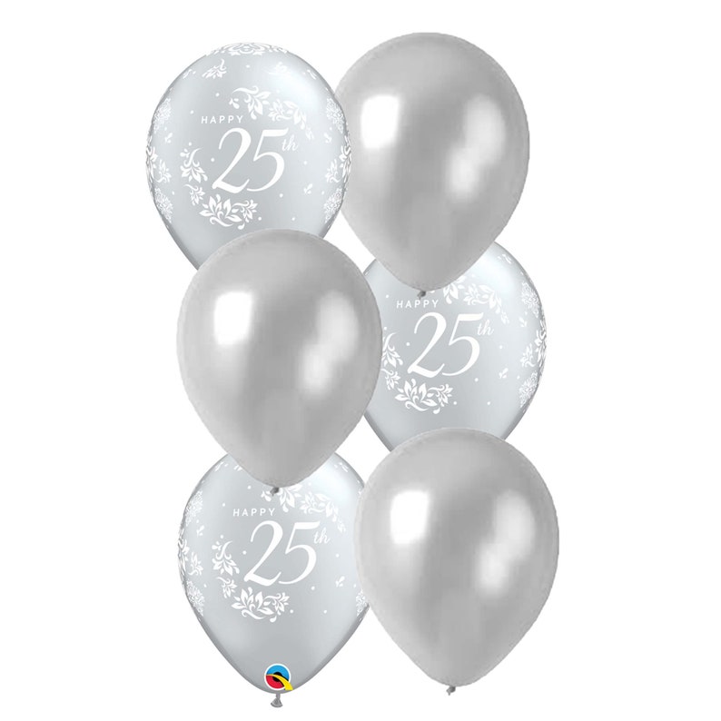 25th anniversary party balloons silver anniversary decor wedding anniversary silver balloons BAL9989 image 1