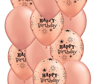 Rose gold happy birthday balloons, birthday party decor, rose gold balloons, birthday supplies  BAL9664