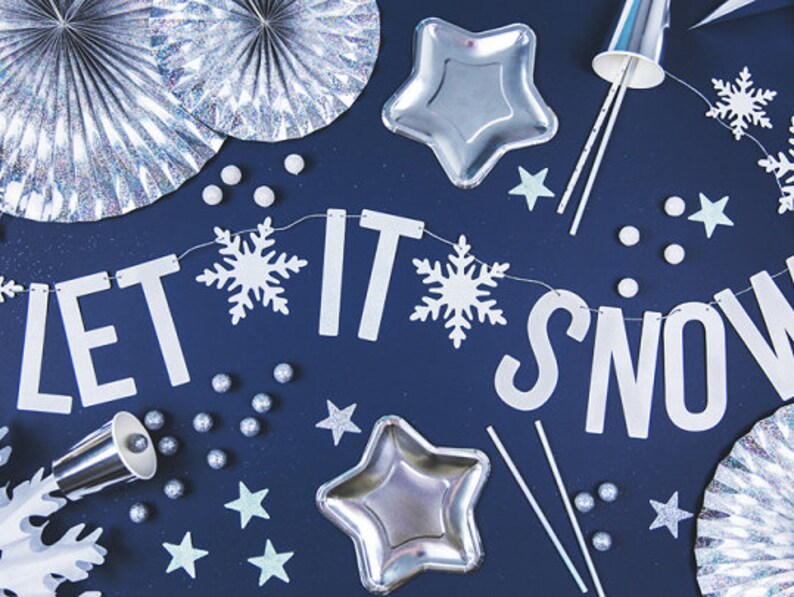 Let It Snow Hessian Christmas Bunting Christmas Home Decorations Party Gift