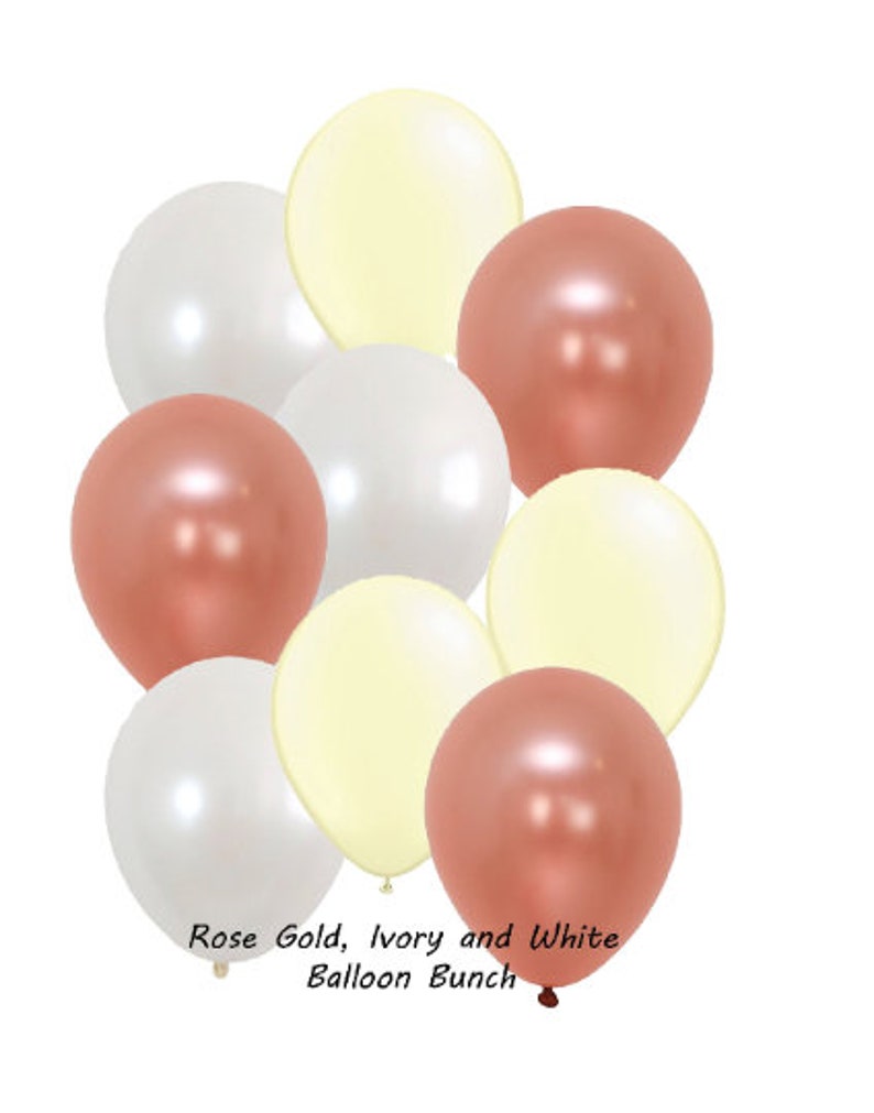 12 rose gold Baby Shower Balloons Wedding Balloons bridal shower Balloons Party Balloons ivory and white balloon bouquet