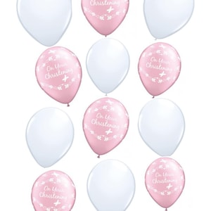 Pink Christening Balloons: Latex Religious Party Decor (12 Pack)