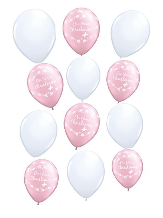 Recordatorio de Bautizo personalizado con una niña en un globo rosa