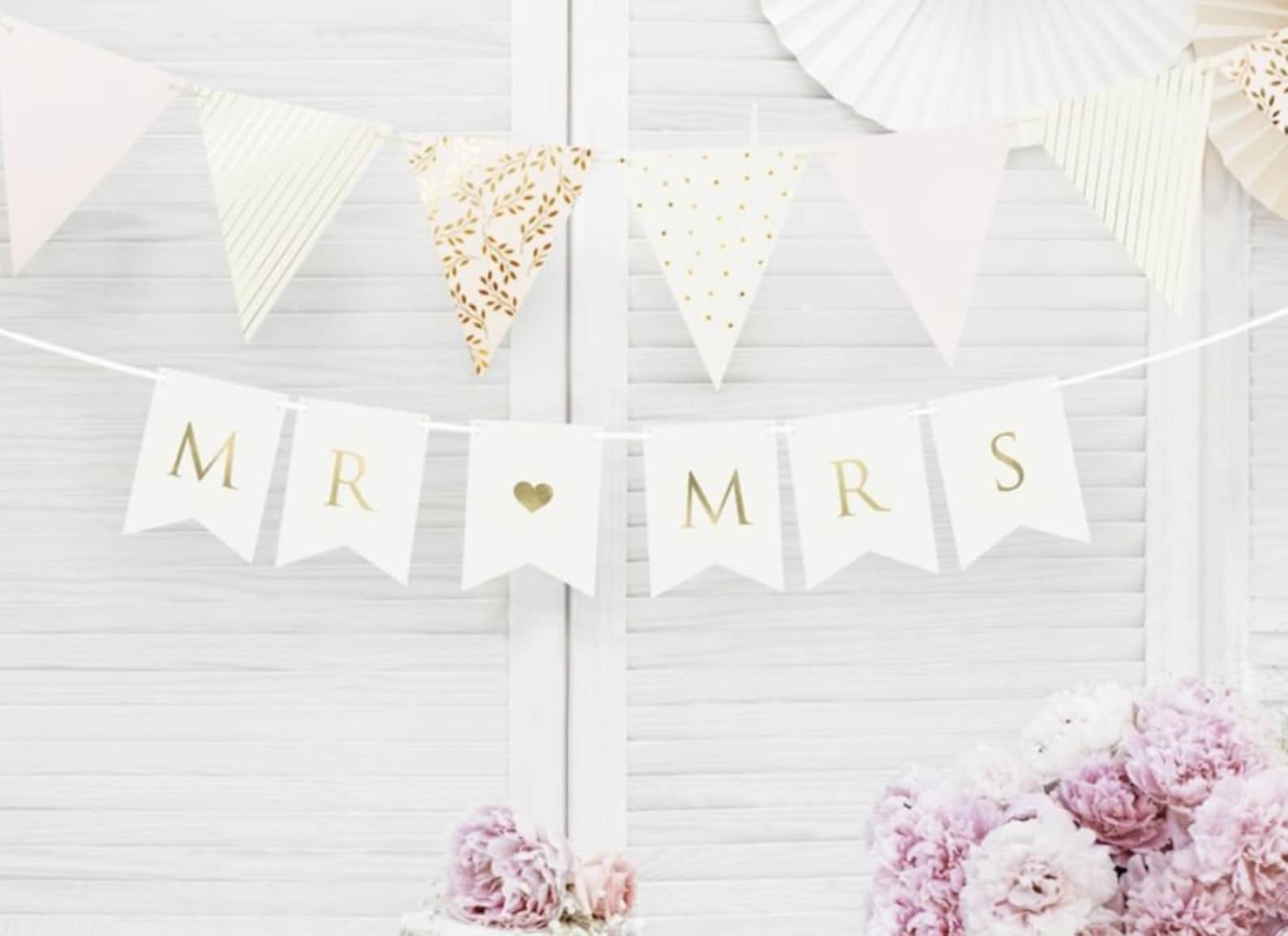 Gold Mr &amp; Mrs Banner Wedding Banner Mr and Mrs Sign Bridal - Etsy UK