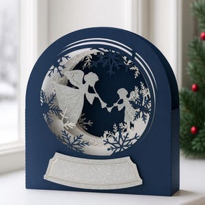 Handmade 3D Angel Christmas Card – Multi Layered Fold Flat Design – Glitter & Blue – With Envelope XMAS9983