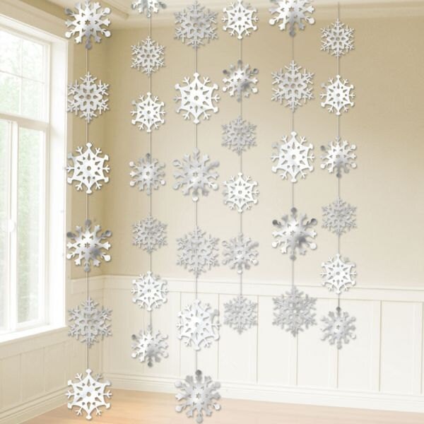 Adornos De Copo De Nieve Para Navidad - 54 Piezas Con Cordón, Plata, 7 Diseños Diferentes, Decoración Para árbol Y Ventanas