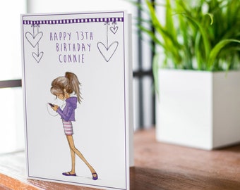 Personalised teenage Birthday Card | 13th 14th 15th 16th birthday card any age | Daughter granddaughter card GCA9826