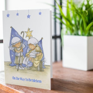 Nativity Christmas Card – Religious Kids Xmas Cards – On the Way to Bethlehem Design – Card multi Packs Available free uk shipping XMAS9984