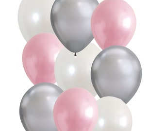 Pink Birthday Balloons | Silver princess party baby shower balloons | 1st birthday Balloons | BAL9764