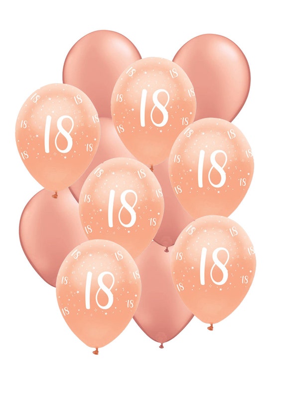 Palloncini per il 18 compleanno in oro rosa, palloncini per il compleanno  in oro 12 caprioli, palloncini per il 18 compleanno felice, BAL9677 -   Italia