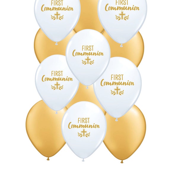 1st Holy communion decorations | Gold white latex balloons | Religious party balloons | Holy cross balloons BAL9611