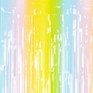 Pastel rainbow fringe curtain backdrop | birthday party photo backdrop | door curtain | Foil curtain | PAR9948