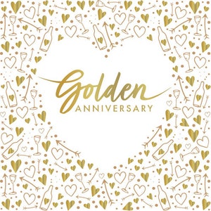 50th anniversary paper napkins | golden anniversary party | wedding anniversary | foil stamped napkins PAR9762