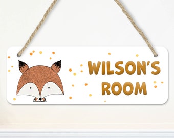 Fox Door Sign | Personalised Door Sign | Kids Door Sign | Woodland Nursery Decor | Fox Decor | Girls boys  Name Plaque | HAG9946