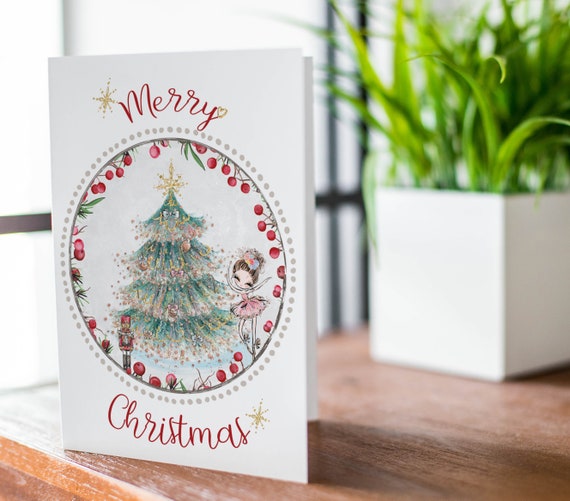 Nutcracker Ballet Christmas Cards – Sugar Plum Fairy & Festive Tree – Multipack Set  XMAS9840