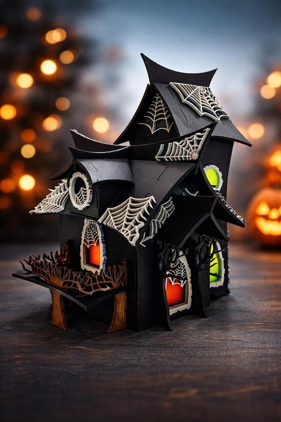 Haunted House MDF Craft Kit – Halloween DIY Decor – Laser Cut Wood