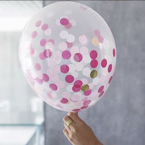 Pink and Gold Confetti Balloons, Clear Balloons, Girl Baby Shower, Hen Party, Wedding Decor, Wedding Balloons, BAL9736