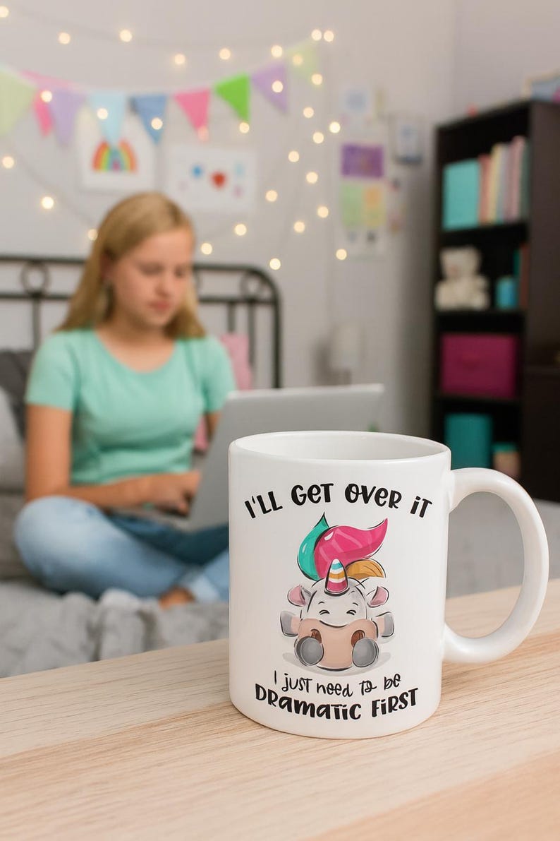 Funny Unicorn Mug – Sarcastic Gift for Her, Coworker, Friend – Cute Office Coffee Mug – Dramatic Quote MUG9923 Bild 1
