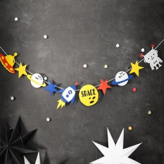 Space Party Diy Garland Party Decorations Astronaut Party Etsy