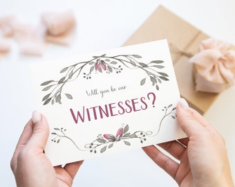 Will You Be Our Witnesses? Elegant Floral Wedding Witness Proposal Card – Ceremony Request