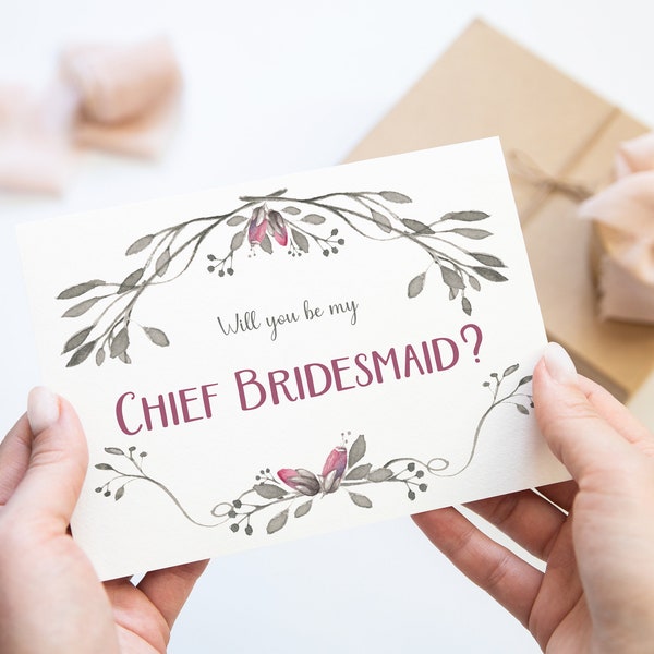 Will you be my Chief bridesmaid card, bridesmaid proposal, bridesmaid cards, bridal party card WED9907