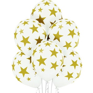 6 gold star Balloons, Birthday balloons, party balloons, gold balloons BAL9783