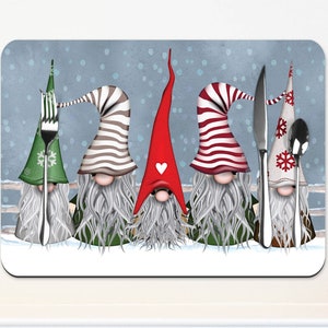 Christmas gnome Placemats table mats  | Christmas table decoration | hardboard placemat | Christmas table decor setting |  XMAS9760