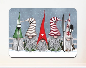 Christmas gnome Placemats table mats  | Christmas table decoration | hardboard placemat | Christmas table decor setting |  XMAS9760