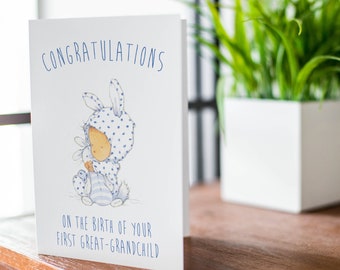 Great grandparents card | 1st great grandson card | new great grandma | new baby boy congratulations card |    CBA9950