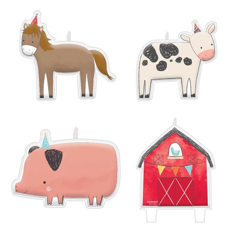 Barn yard birthday candles barn birthday animal cake toppers,