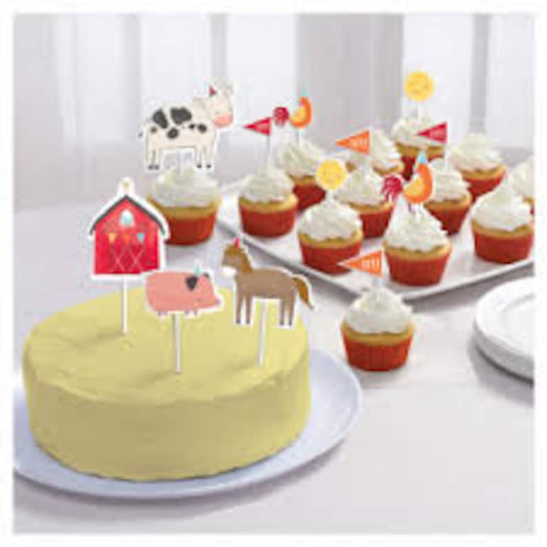 Barn yard birthday candles barn birthday animal cake toppers,