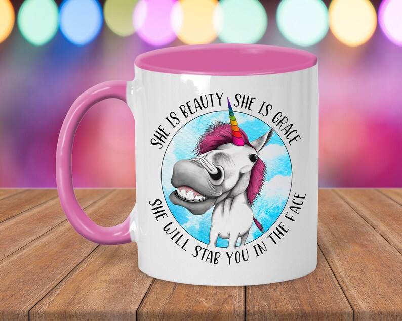 Unicorn Mug Funny Sarcastic NSFW Coffee Cup - 'I Will Shank You With My Horn', Microwave Safe