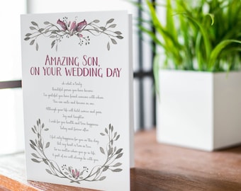 Special SON wedding card, to my Son on his wedding day, wedding card, greeting cards, card for GROOM WED9872