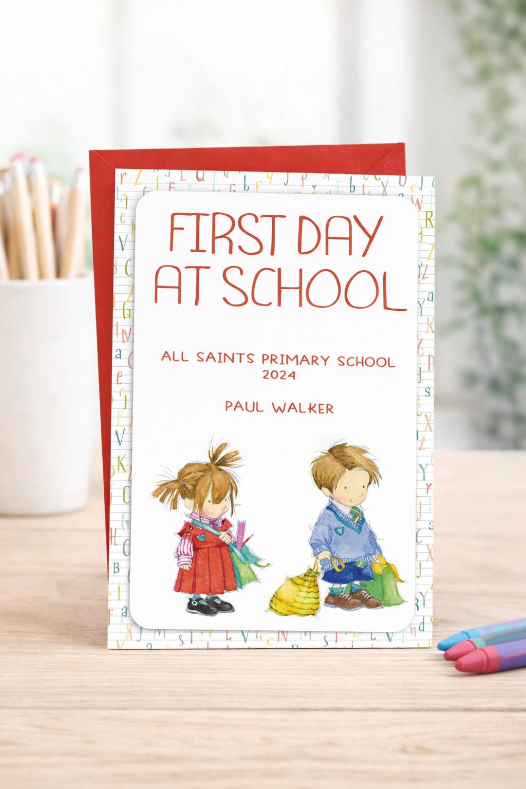 First Day at School Card Personalised Child Name School Keepsake ...