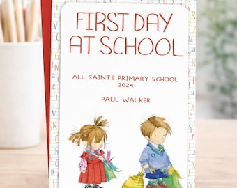 First Day At School Card Personalised Child Name School Keepsake Starting School Card GCA9993