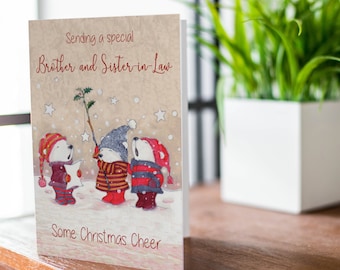 Brother and Sister-in-Law Christmas card - Polar Bear Scene handmade Christmas cards  XMAS9863