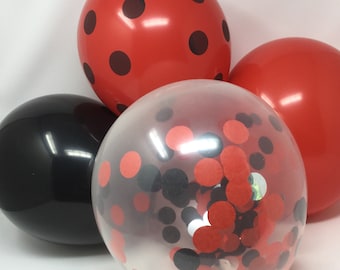 Red and black party balloon bunch, happy birthday balloons, red balloons, red and black pack 2 BAL9881