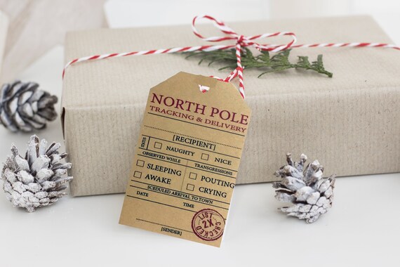 10 Kraft Brown Gift Tags Naughty or Nice Christmas Favour Personalised Xmas
