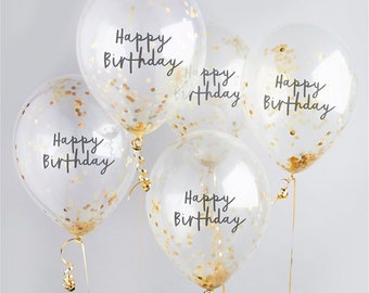 Confetti Balloons, Gold Happy Birthday Balloons, Birthday Decorations, party Decorations, Party Balloons BAL9629