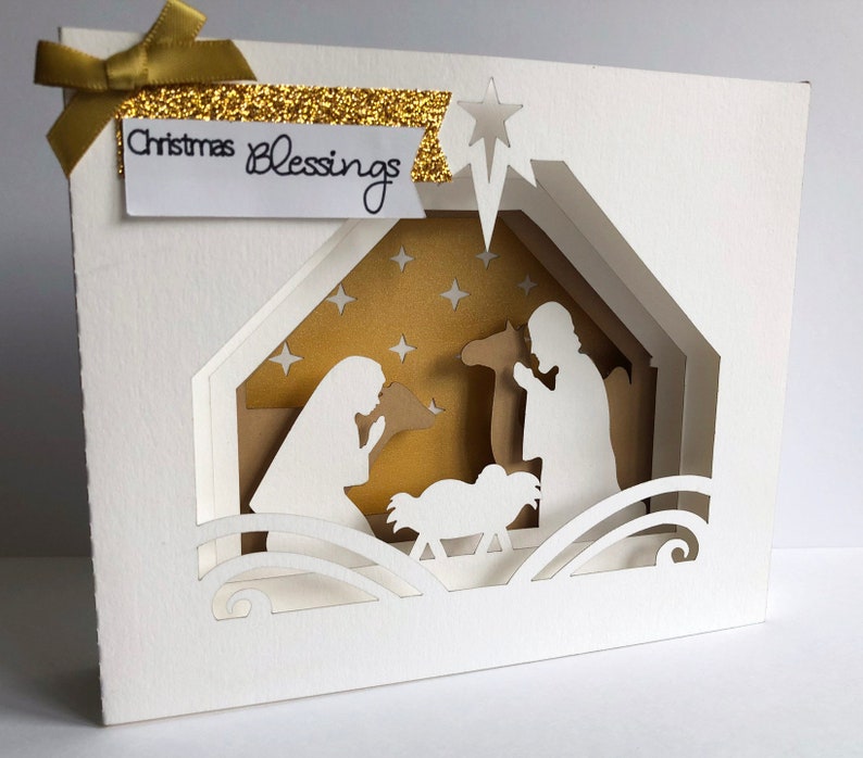 Christmas nativity cards, Christmas cards, handmade 3d Christmas cards, xmas cards, holiday cards, NAT 1 XMAS9978 