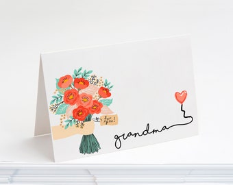 Card for Grandma grandmother, birthday card, Mothers Day greeting card Meaningful Flowers,Grandma GCA9999