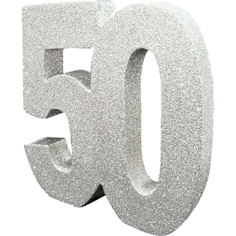 Silver Glitter 50th Birthday Party Table Decoration Silver 50 Etsy