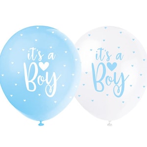 5 blue "Its a boy" White Balloons, Baby Shower Balloons, New Baby Party, Baby Shower Decorations, boy Baby Shower, BAL9894