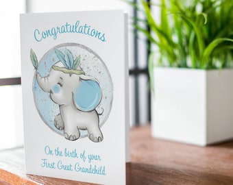 Elephant New Grandchild Congratulations Card: Keepsake Baby Card