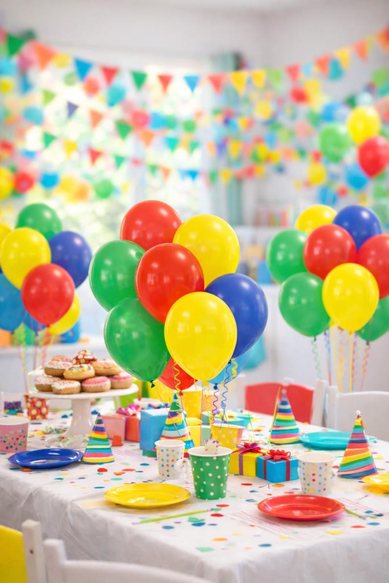 Kids Party Balloons Set of 20, Red Blue Yellow Green Balloons, Birthday Party Decoration, Colourful Party Balloons Pack image 2