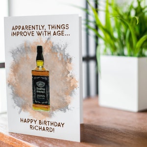 Funny Whiskey Birthday Card: Custom Age Improves Friend Card