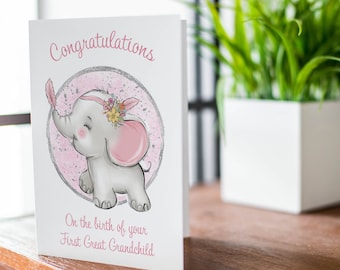 First GREAT grandchild card | new granddaughter card | baby girl card | great grandparents | great nanny CBA9927