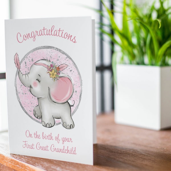 First GREAT grandchild card | new granddaughter card | baby girl card | great grandparents | great nanny CBA9927